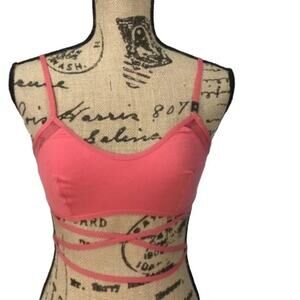 Victoria’s Secret Bralette Pink Mesh Small WireFree Strappy Lounge